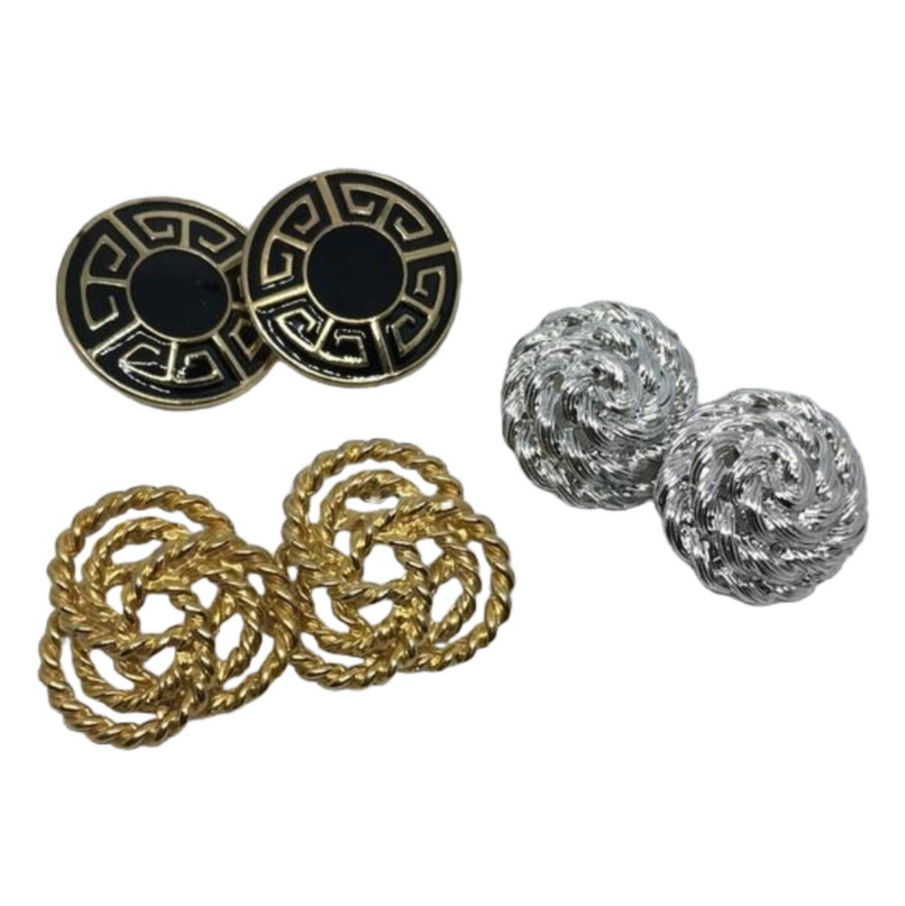VINTAGE and modern large button style statement earrings
